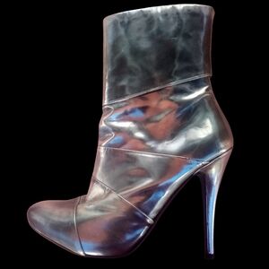 EL DANTES SILVER METALLIC ANKLE BOOTS | STATEMENT STILETTO HEELS